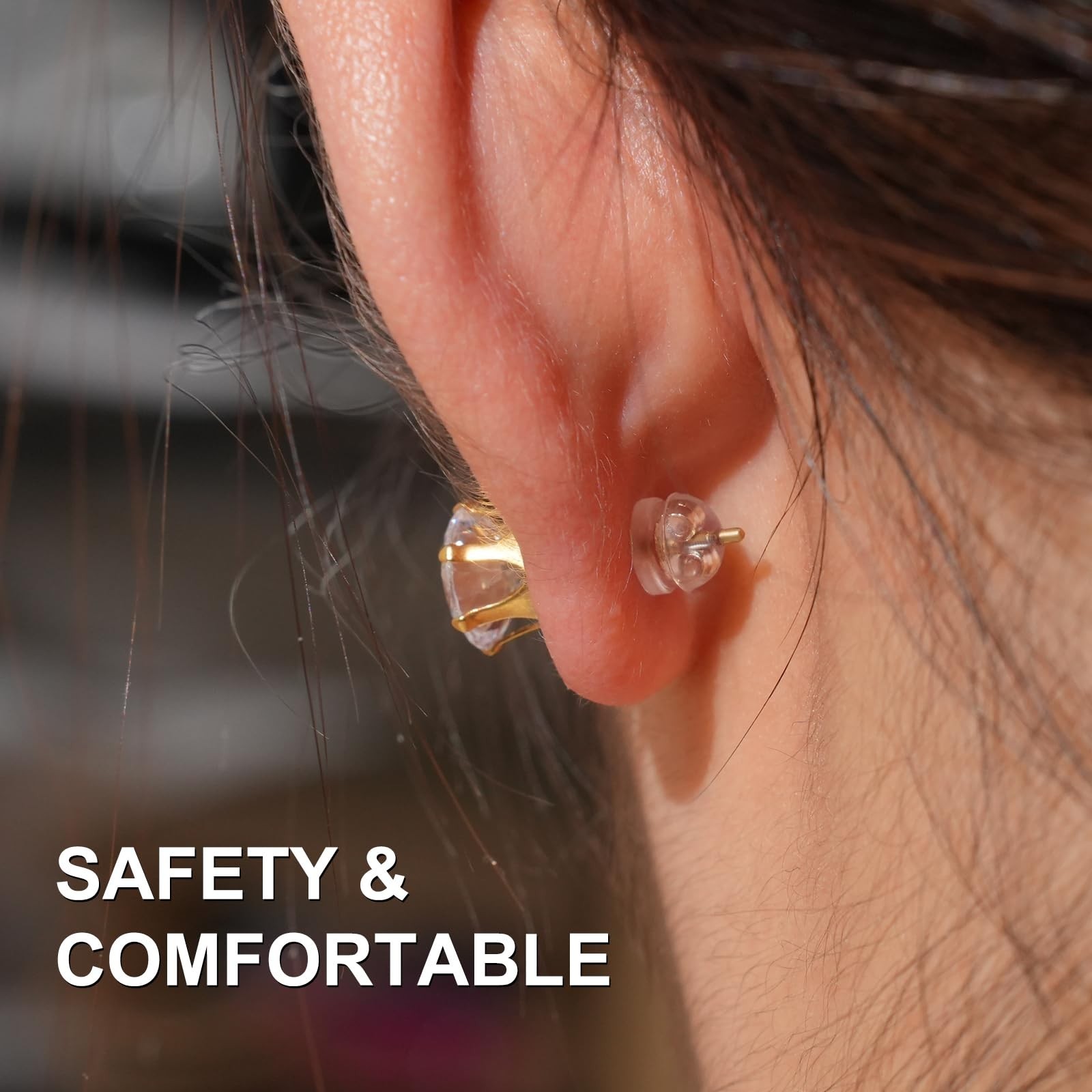 120pcs 18K Gold Earring Backs for Studs, 3 Colors Silicone Earring Backs Repl...