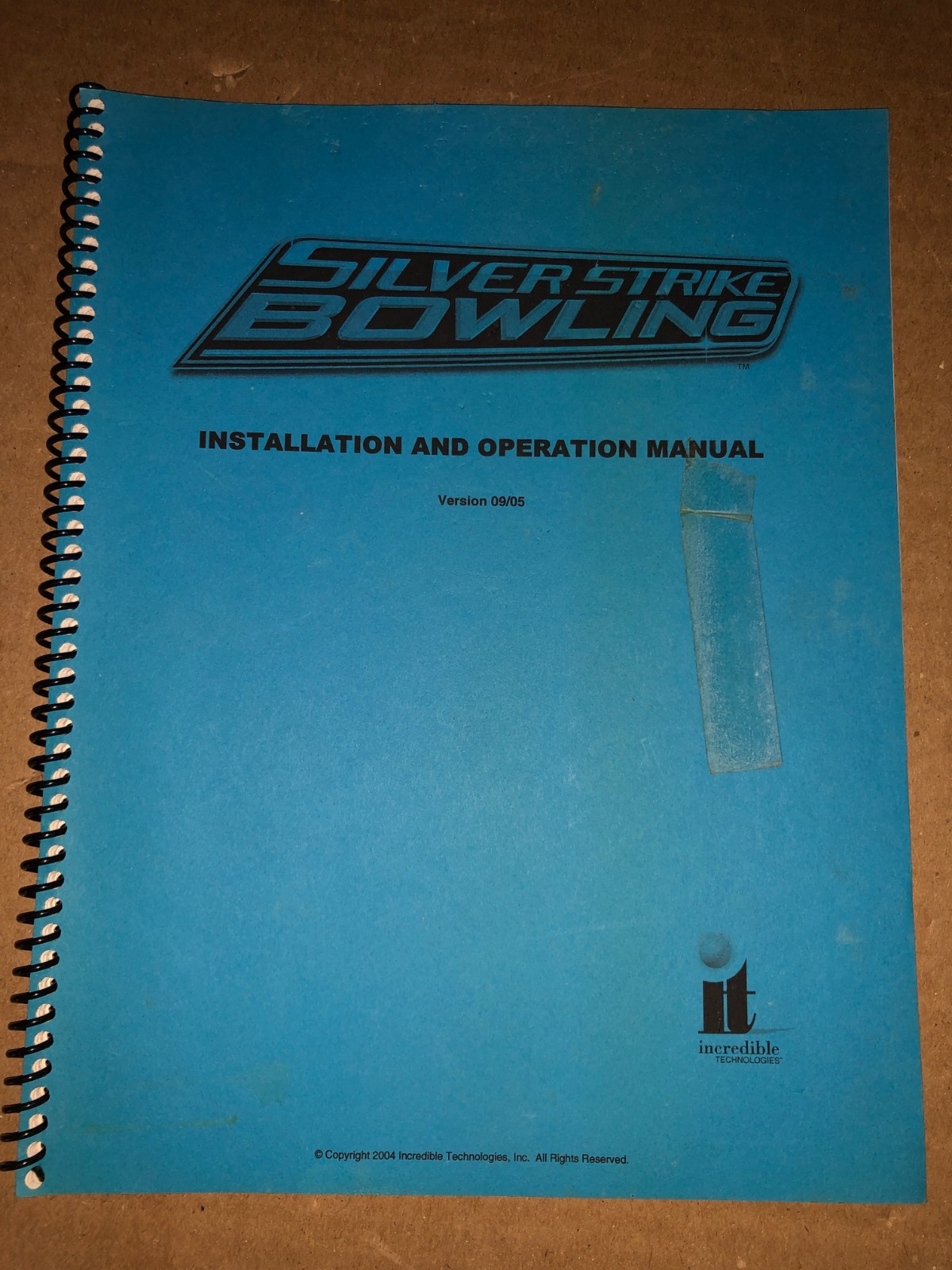 INCREDIBLE TECHNOLOGIES SILVER STRIKE ARCADE MANUAL ORIGINAL