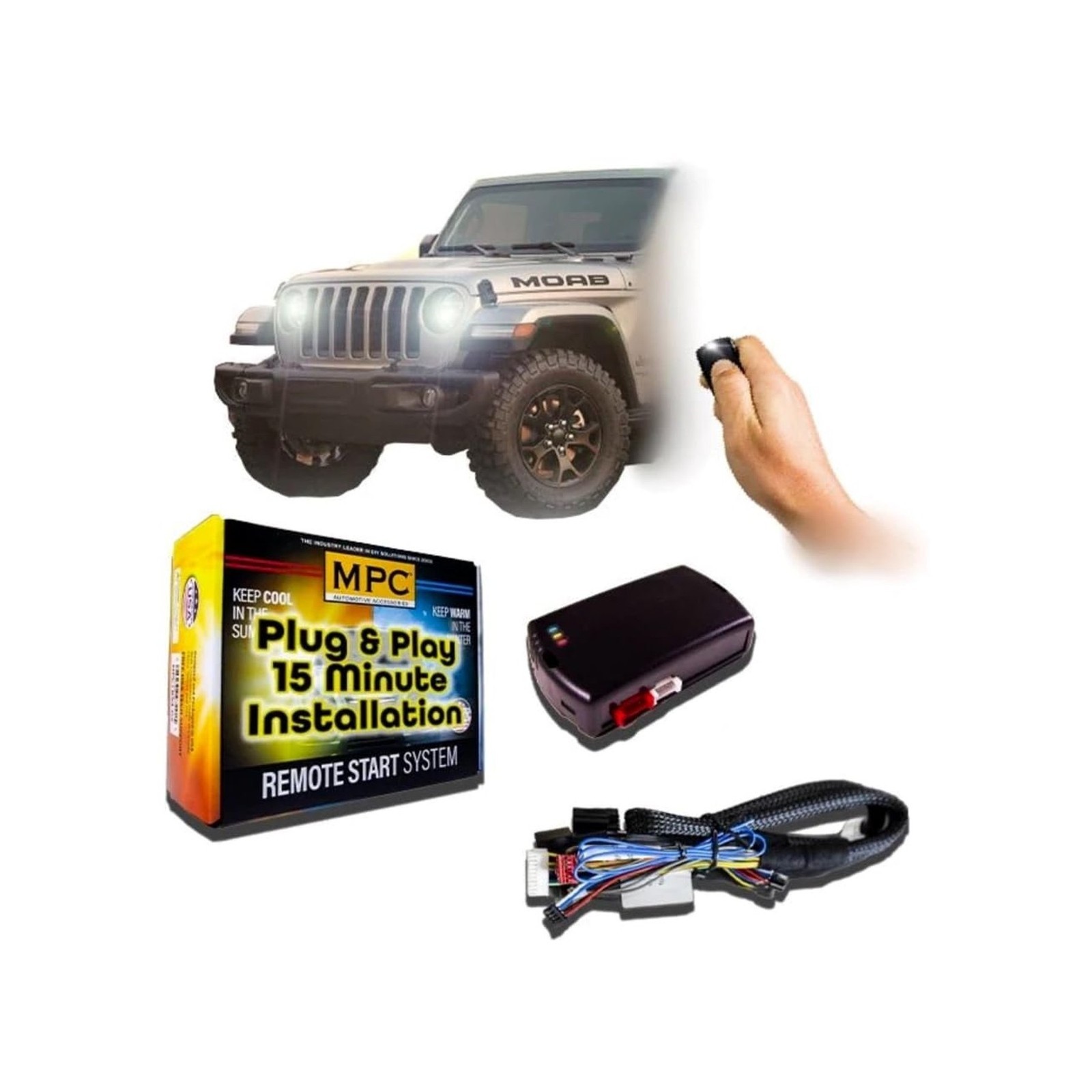Remote Start Kit Fit For 2007-2018 Jeep Wrangler, Plug n Play, Use OEM Key Fob