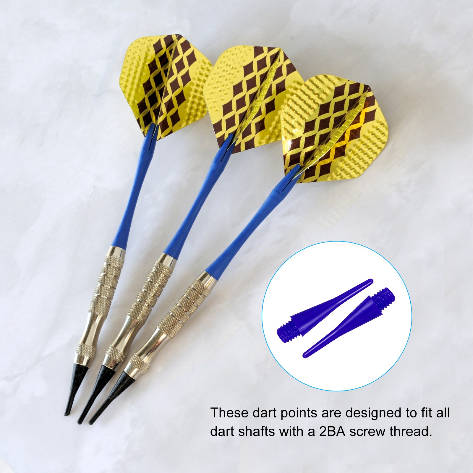 Plastic Dart Tips, 60 Pack 2BA Thread Soft Dart Tips, Blue