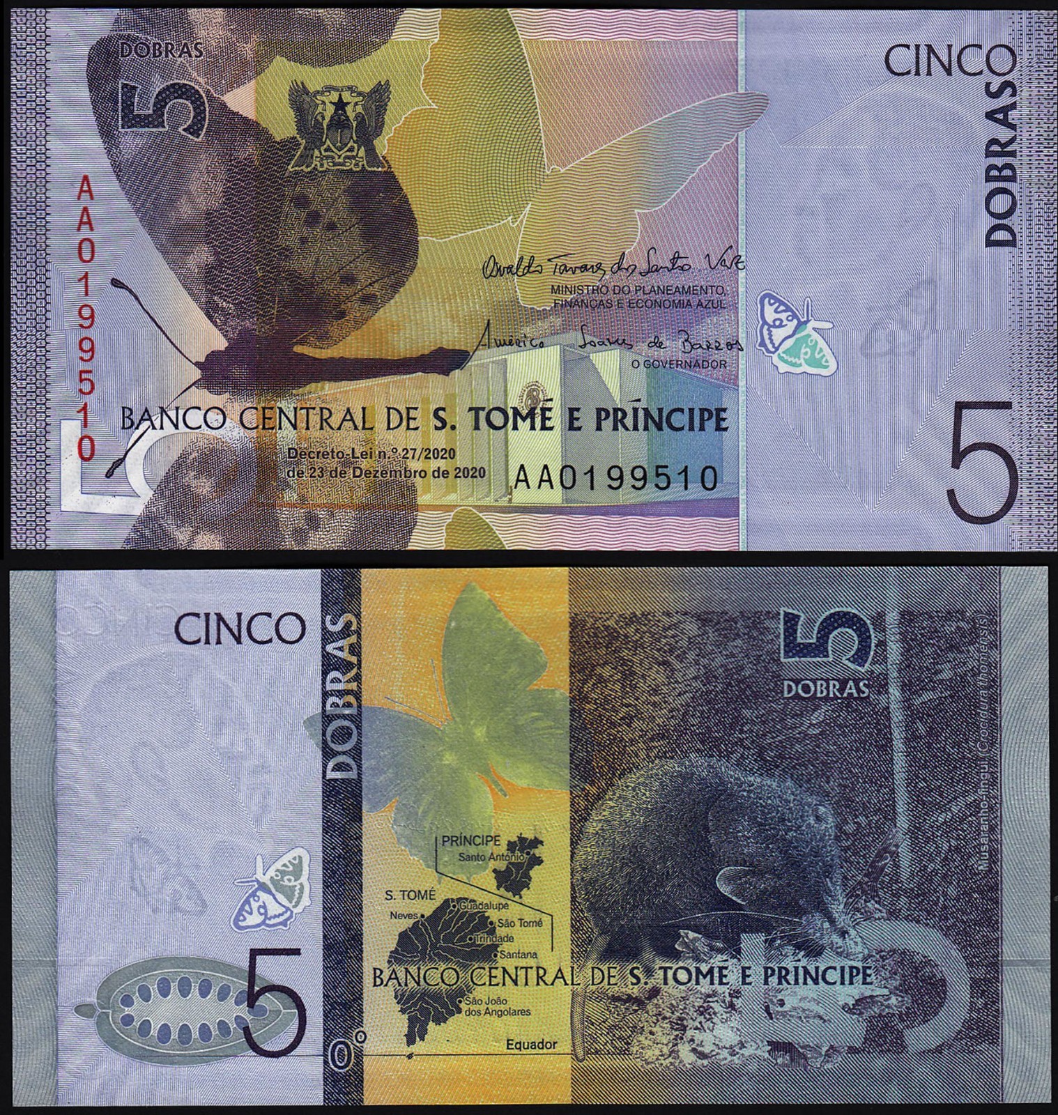 SAINT THOMAS & PRINCE 5 DOBRAS (P76) 2020 UNC