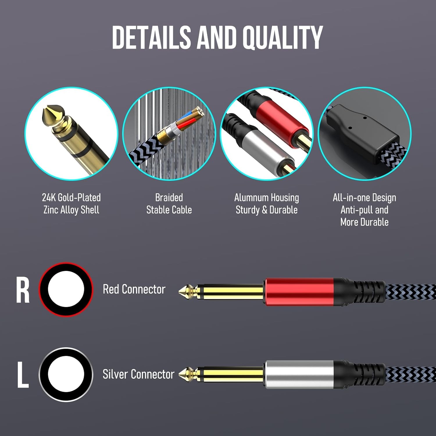 15FT TRS to Dual TS Insert Cable New