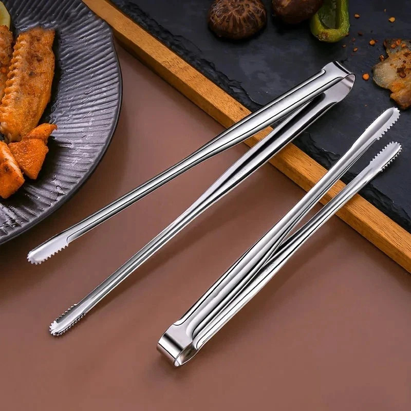 Stainless Steel Grill Tongs | BBQ Food Clip | Steak, Bread, Cooking Utensil