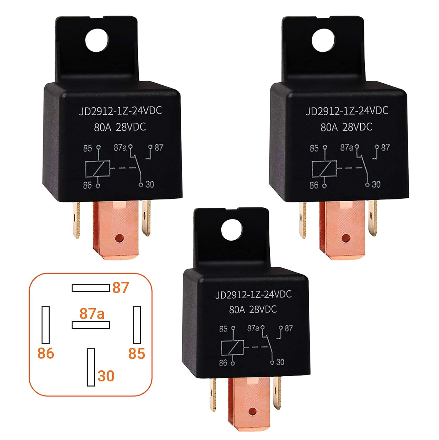 [Pack of 3]  12V 5-Pin 80Amp Automotive Switch for Car Truck Boat Van Vehicle -