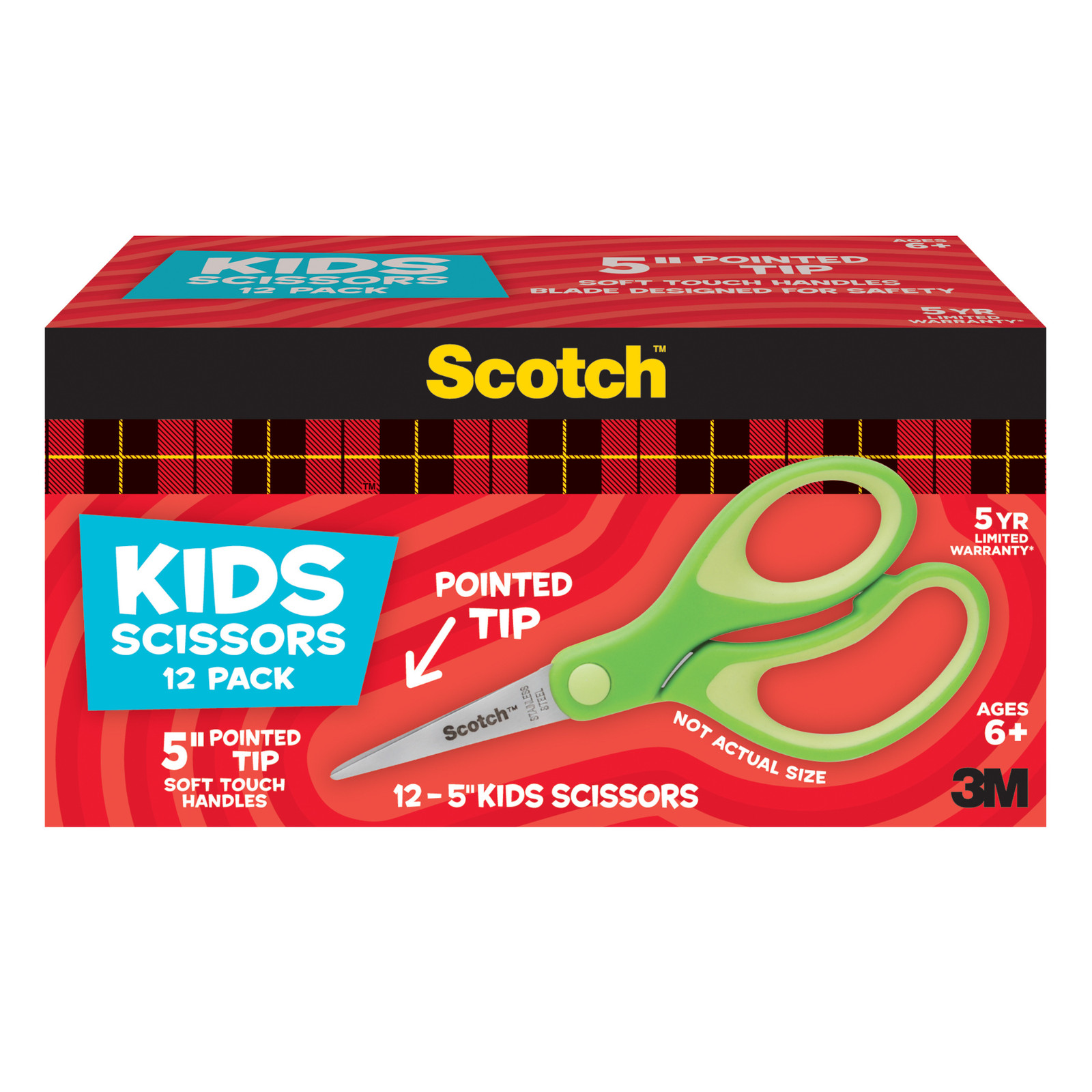 Scotch Kid Scissors [Pointed Tip]: 12-pack (Green) 1442P-12