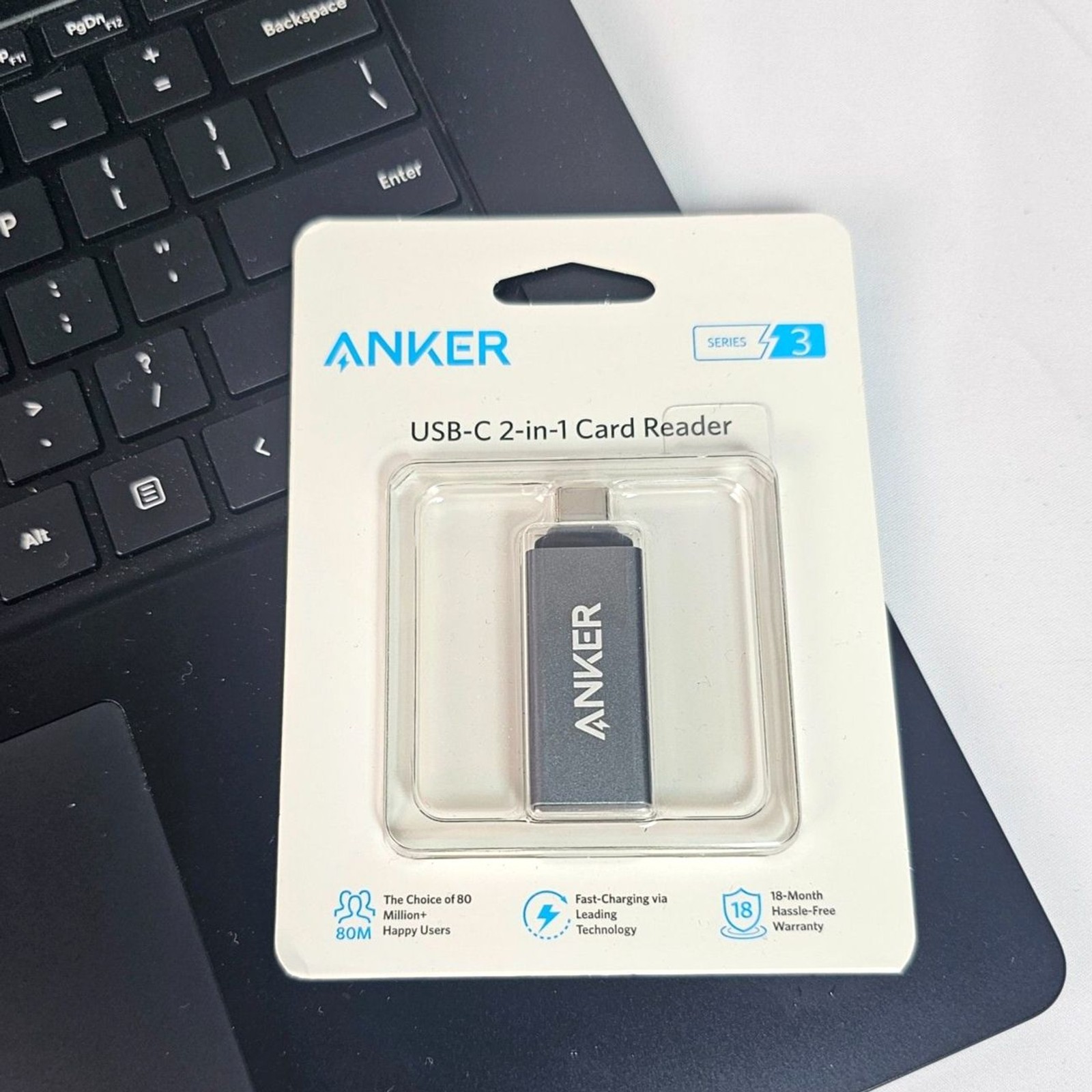 Anker USB-C 2-in-1 SD MicroSD Card Reader Adapter Series 3 Gray New