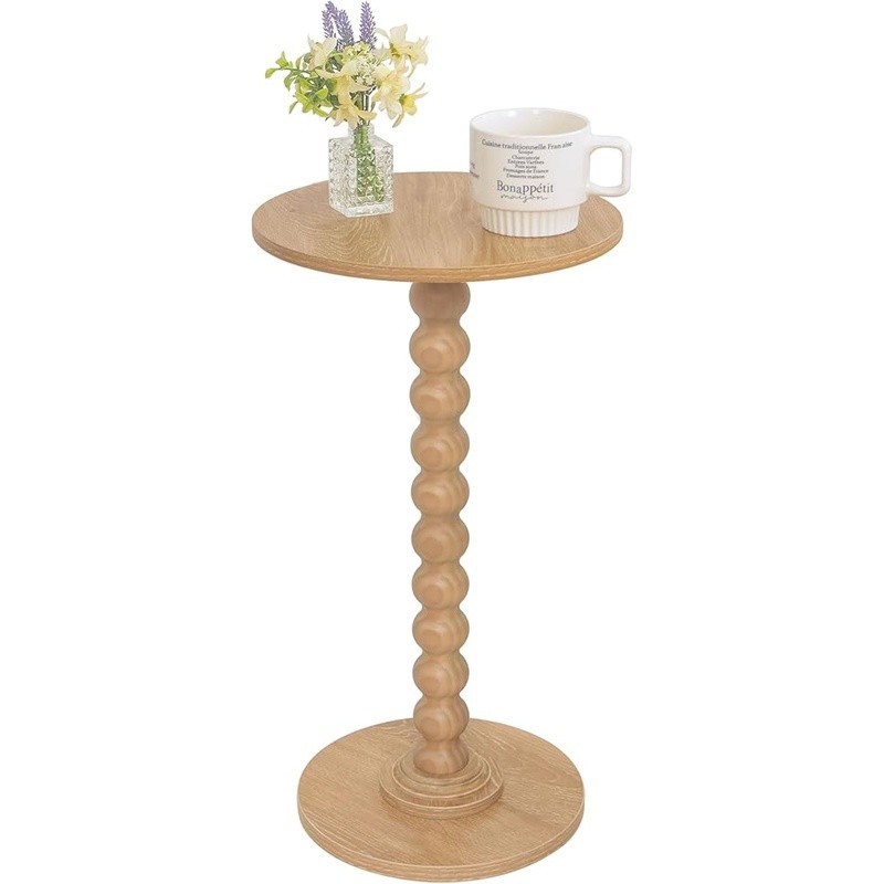 Round Small Side Table Minimalist Drink Table End Table Compact W/ Easy Assembly