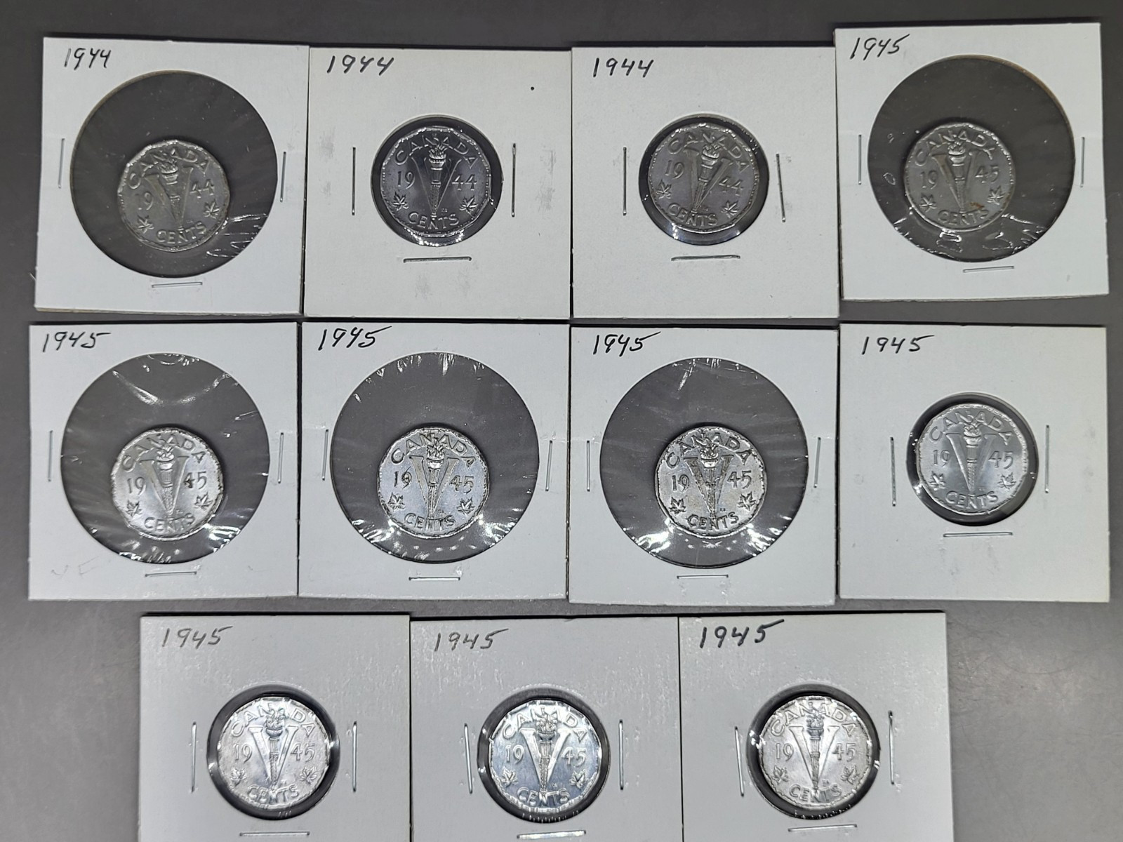 Lot of 13 Canadian 5 Cents 1929 1930 1933 1936 1938 1940 1943 Tombac 1944 Canada