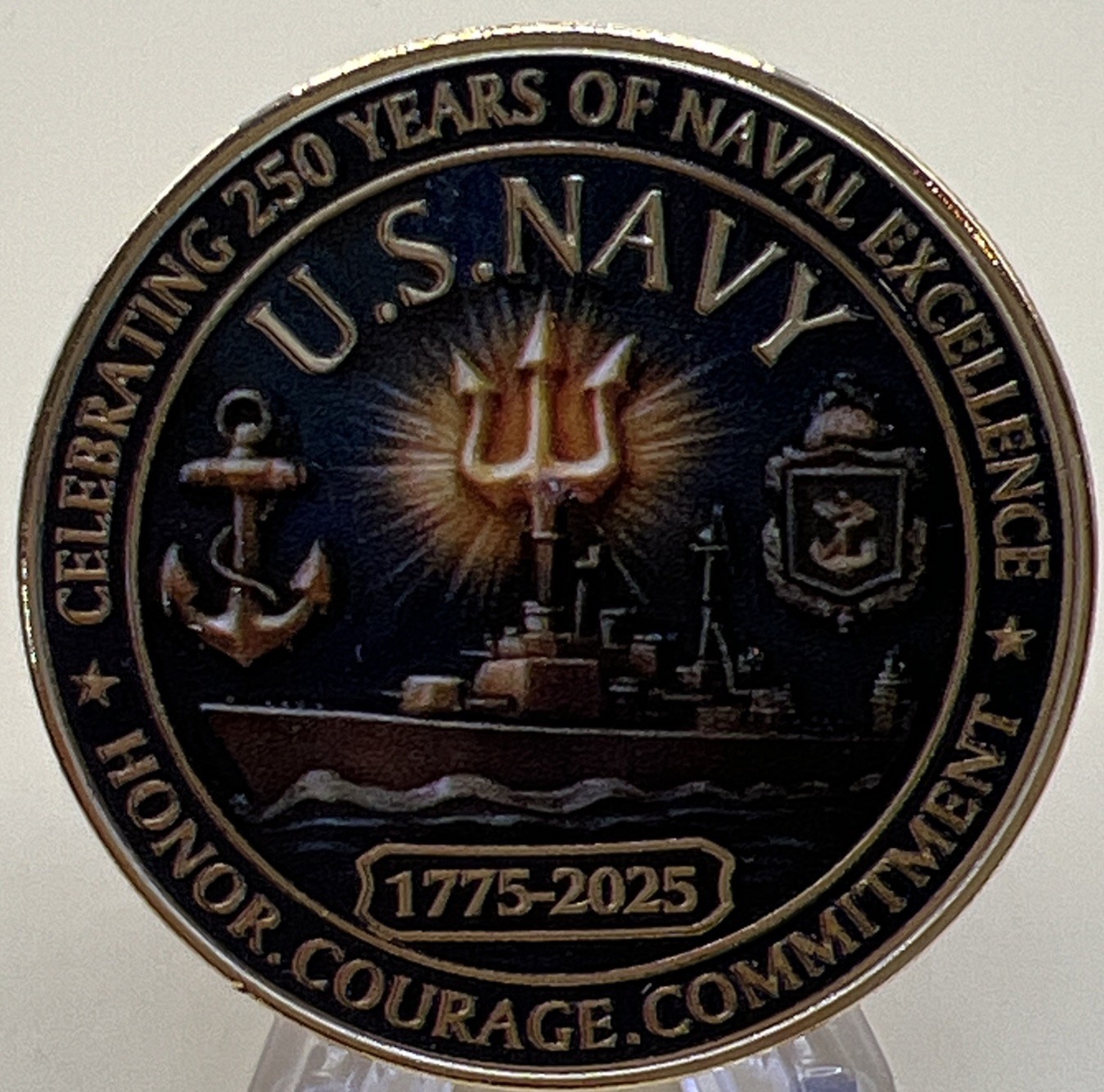 * US Navy Challenge Coin 250th Anniversary Celebrating 250 Years Of Excellence