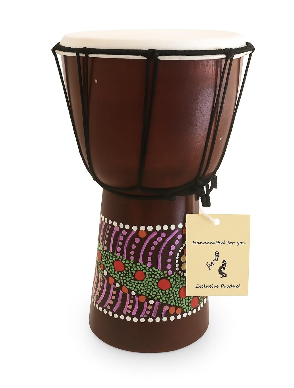 Djembe Drum – Hand Carved African Drum, Bongo Congo Style – Solid Mahogany wi...