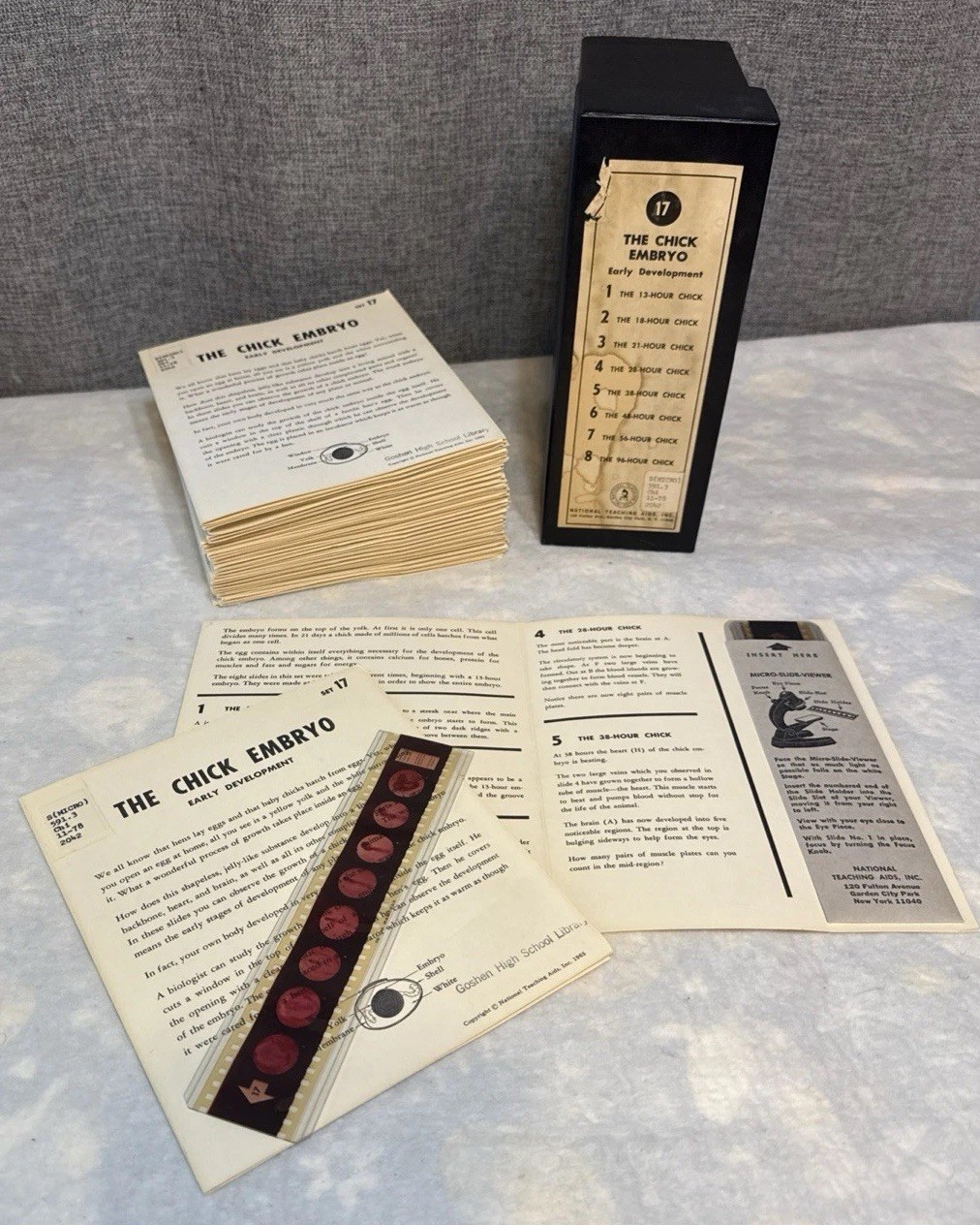 LOT OF 27 Micro-slides Set #17 THE CHICK EMBRYO from National Teaching Aids