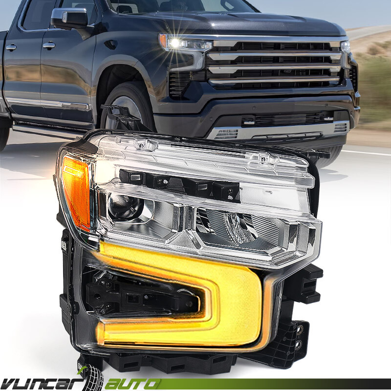For 2022-2025 Chevy Silverado 1500 LT RST Chrome Full LED Headlight Passenger RH