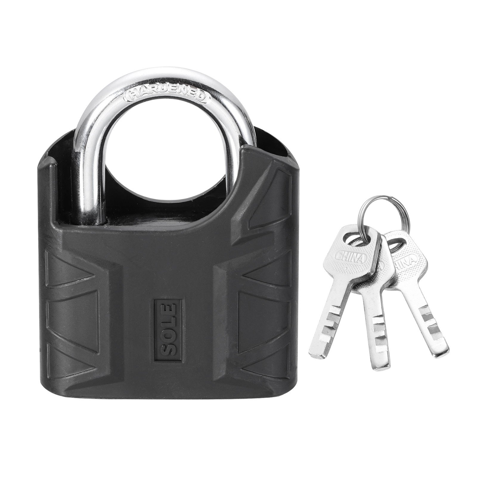 High Security Solid Steel Padlock with Key, Black (2-3/8 Inch)