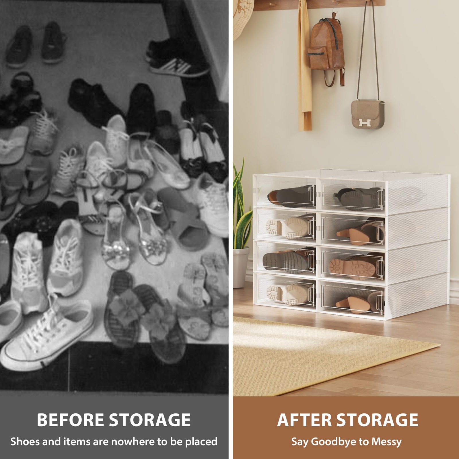 8 Pack Clear Boot Boxes Stackable, Boot Storage Boxes for Tall Boots, Shoes B...