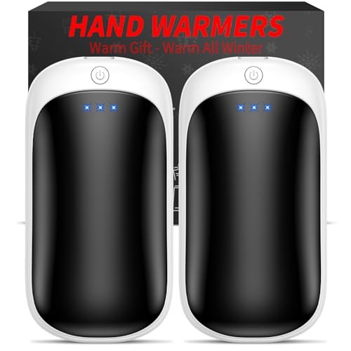 2 Pack Hand Warmers Rechargeable, Portable Electric White Black&White Black*2
