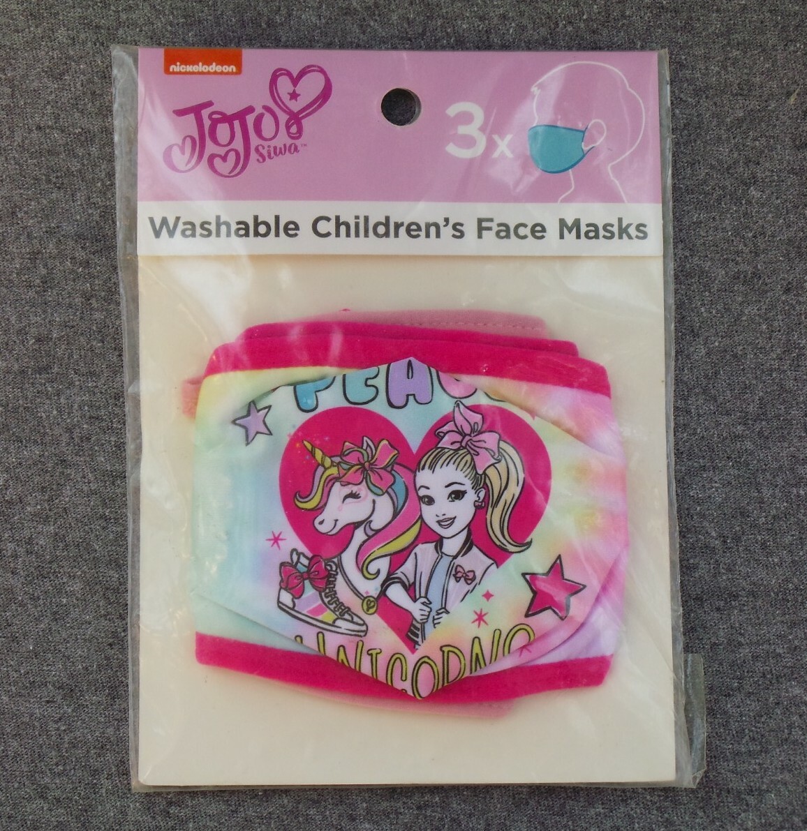 JoJo Siwa | 3 Pack Washable Children's Toddler Face Covering Masks | Brand New