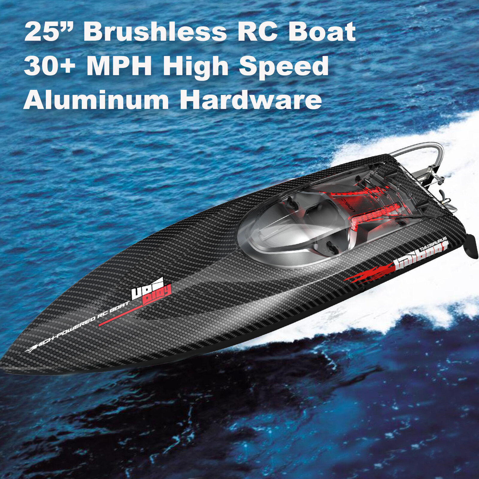 UDI 25" Large Brushless High Speed Remote Control Boat RC Boat for Adults 30+MPH
