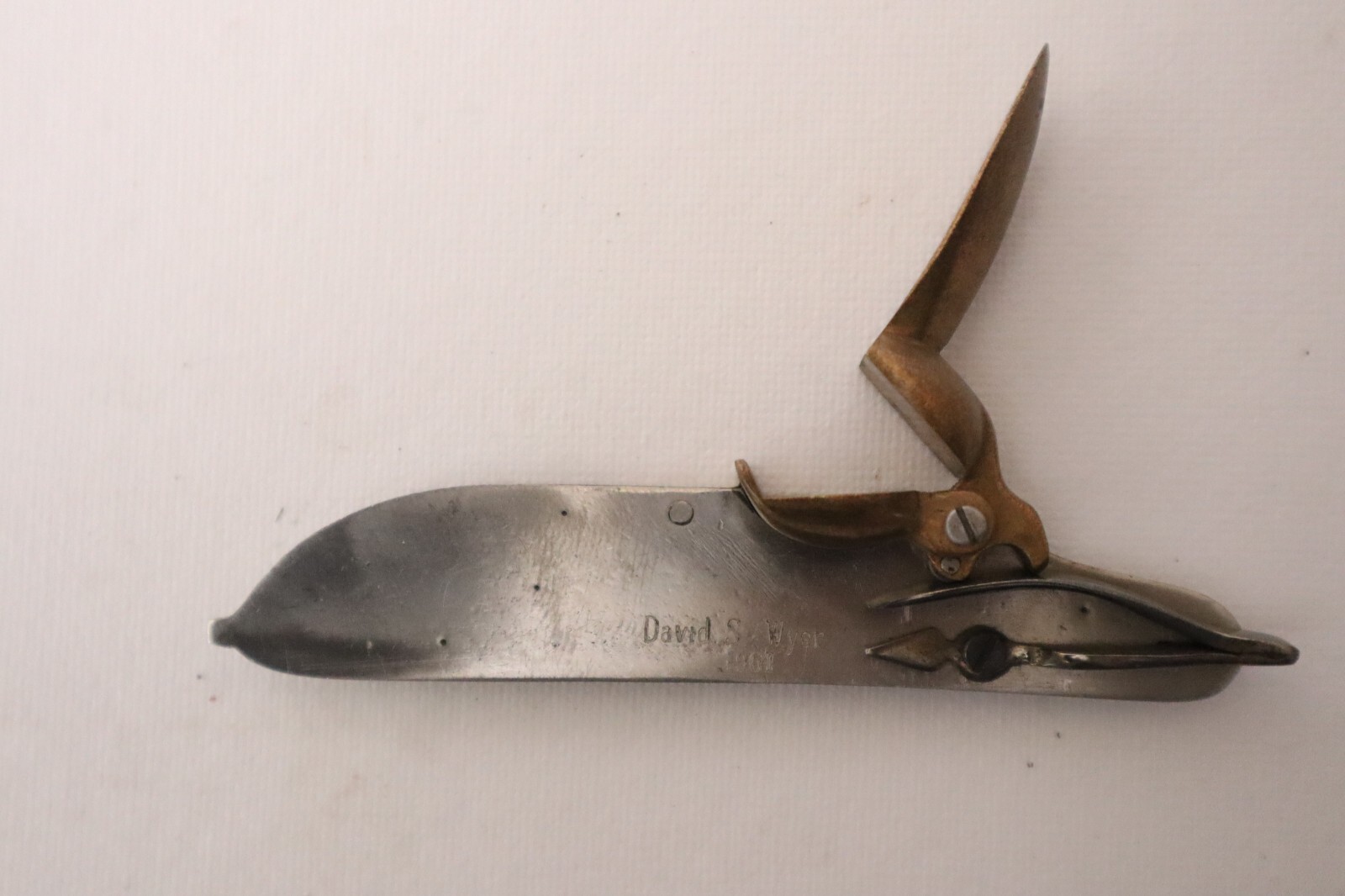 Vintage FUSIL BLACK POWDER FLINTLOCK LOCK BY David S. Wyer 1964 for Parts Only