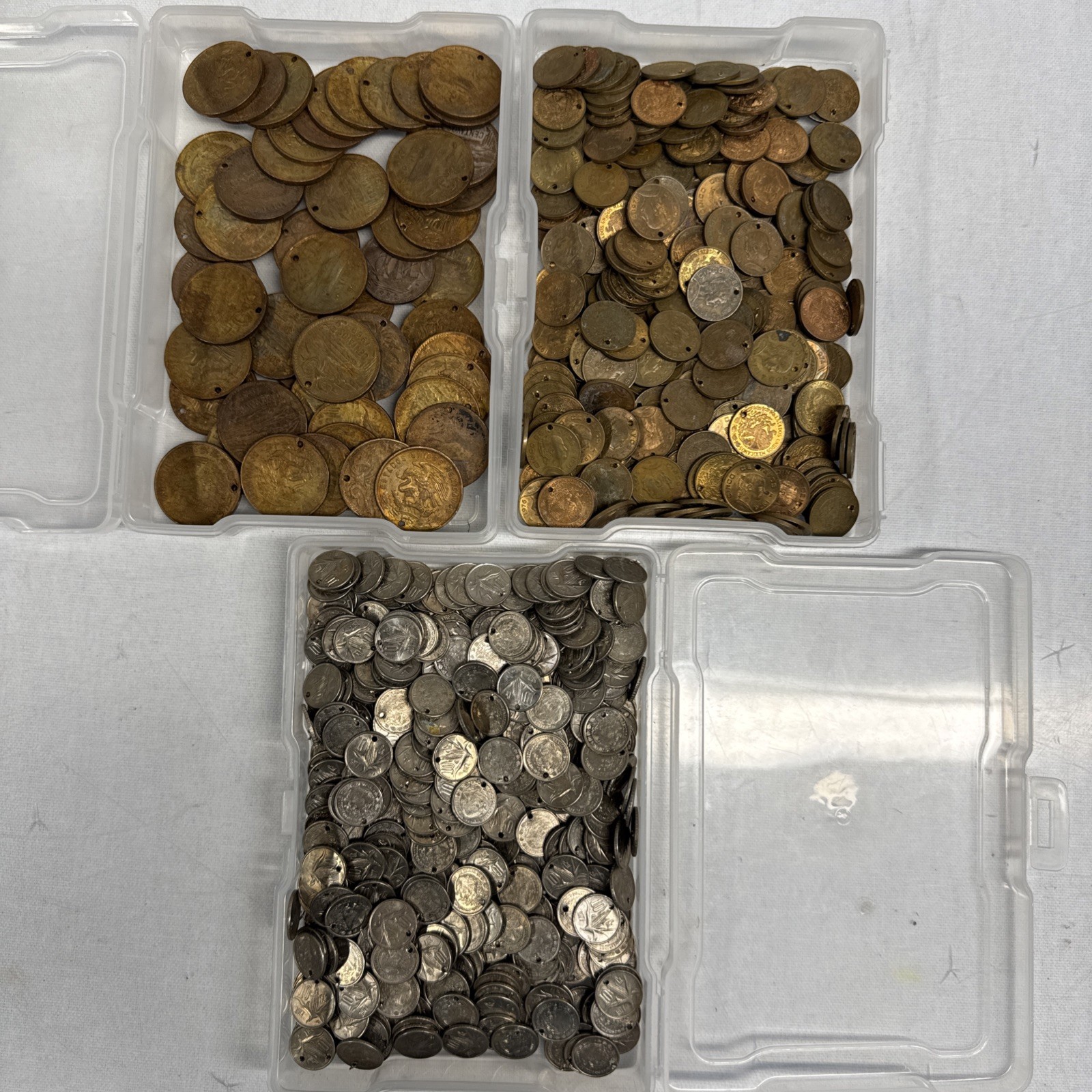 Mexico Coin Collection Holed Jewelry 4+ Pounds World Coin Craft Lot 5 10 20 Cent