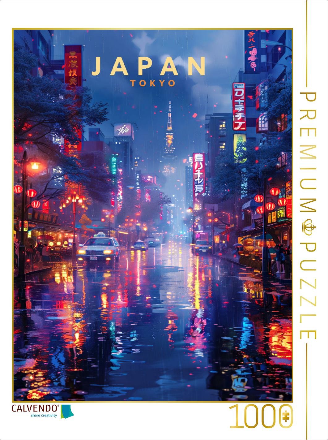 CALVENDO Puzzle Tokyo bei Nacht | 1000 Teile Lege-Größe 64x48cm Foto-Puzzle für