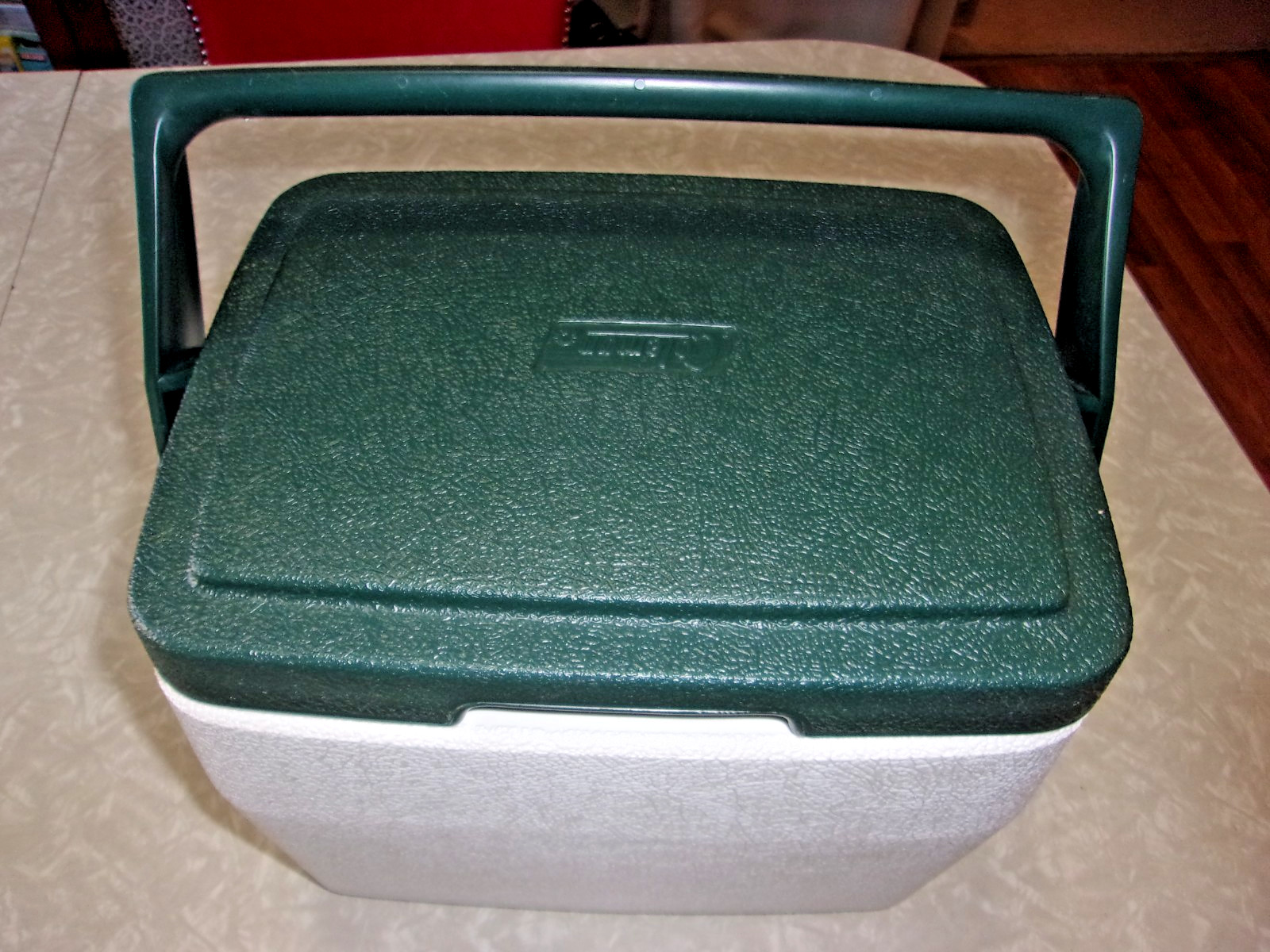 Colman Hard Plastic Case Cooler Green White Mdl 5272 Nice Condition 8x8x10"