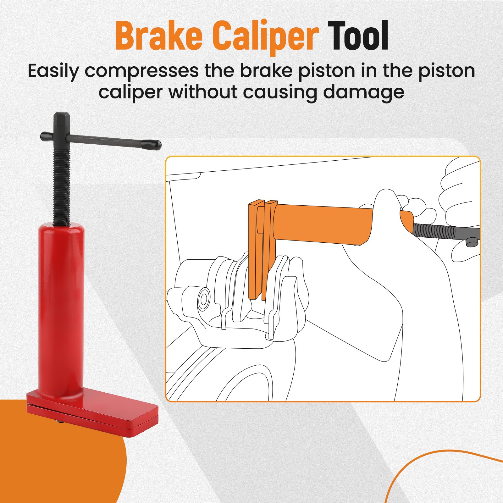Brake Caliper Tool Kit for Multi-Piston Brake Pad Spreader w/ 2 Hanger Hooks