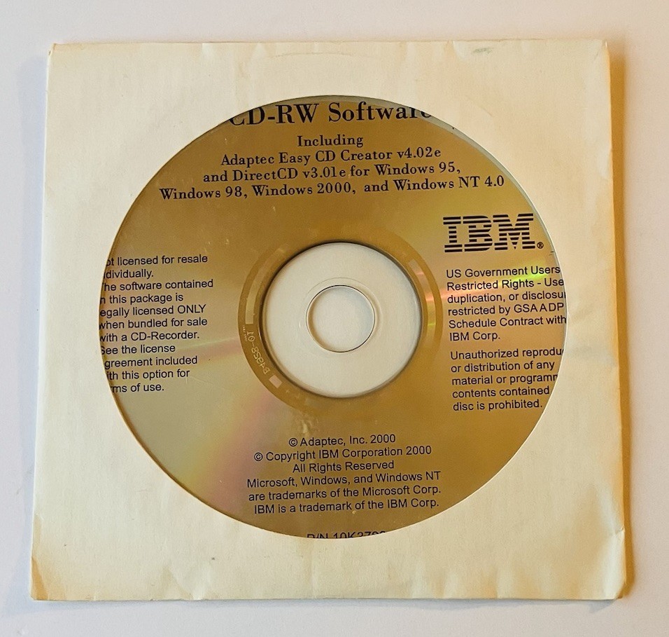 IBM Driver Mint Disc Lot (3) Optical ScrollPoint Mouse, V.90 WinModem, IBM CD-RW
