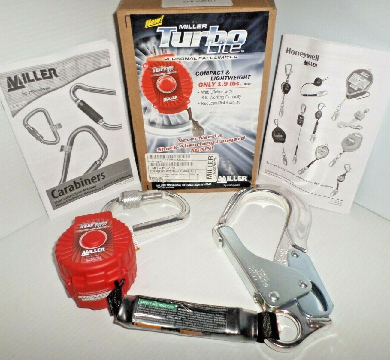 ⭐NEW IN BOX⭐ Miller TurboLite MFL-12-Z7/6FT Fall Limiter With Rebar Hook 🔴USA🔵