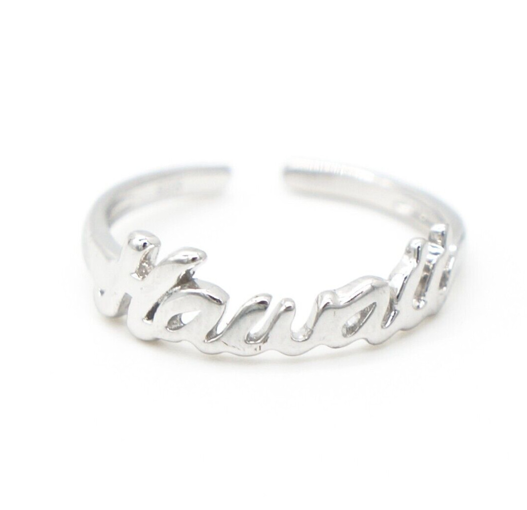 Solid 925 Sterling Silver Adjustable Toe Ring Jewelry- Hawaiian Cut Out "Hawaii"