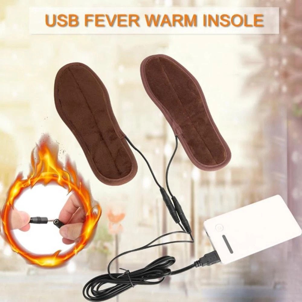 New USB Heated Shoe Insoles Electric Rechargeable Foot Warmer Men Women