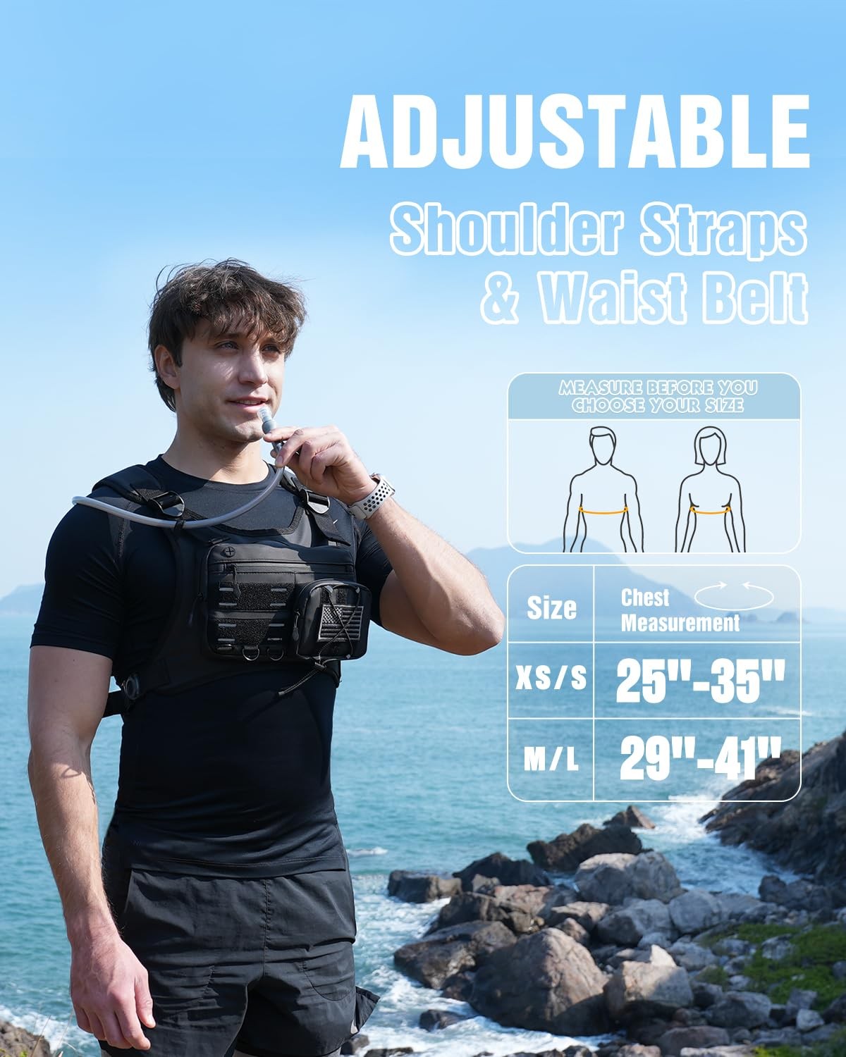 Running Vest with 2L Water Bladder, Hydration Backpack, U.S. Design Patent, L...
