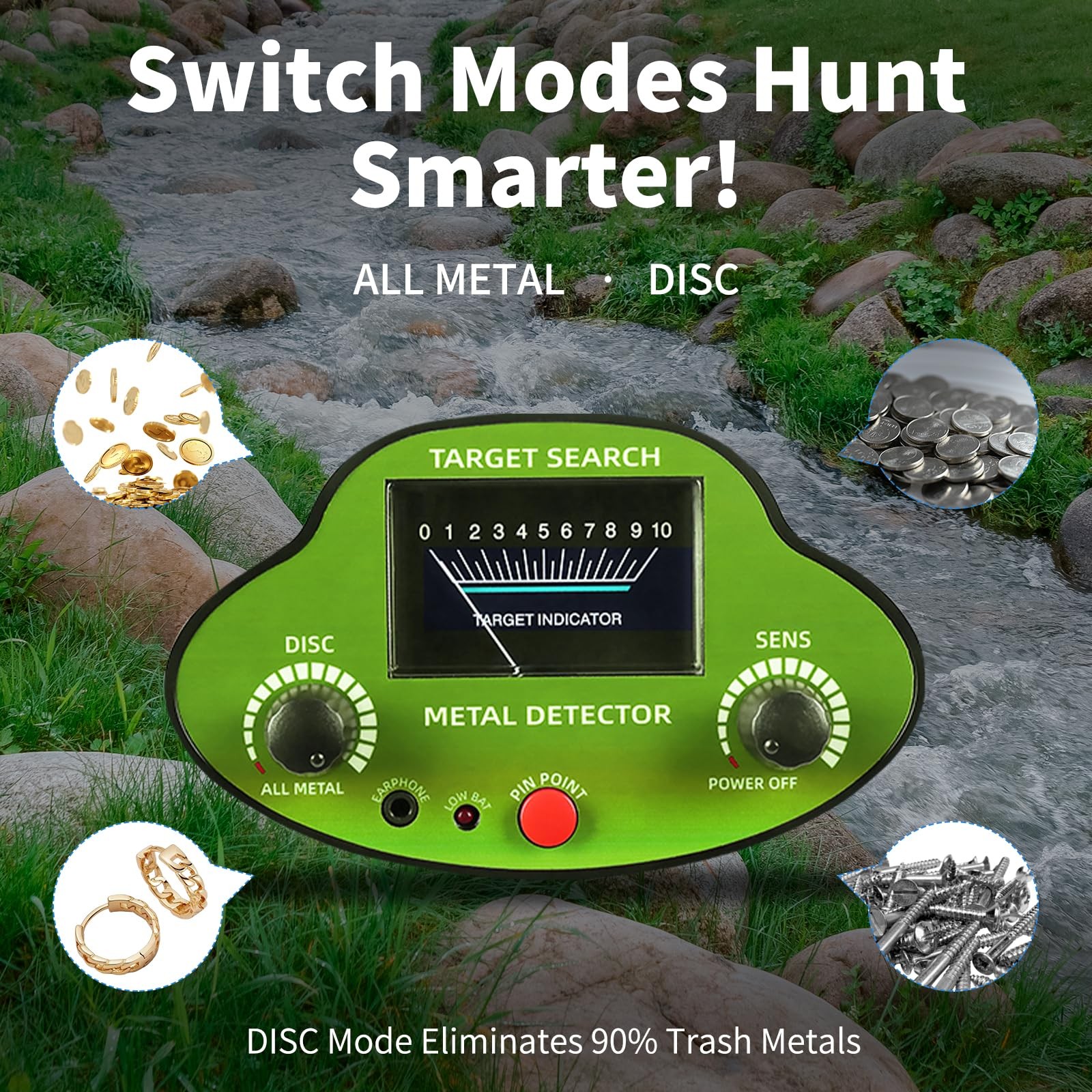 Cyphyja Metal Detector for Adults/Kids, Professional Entry Metal Gold Detecto...