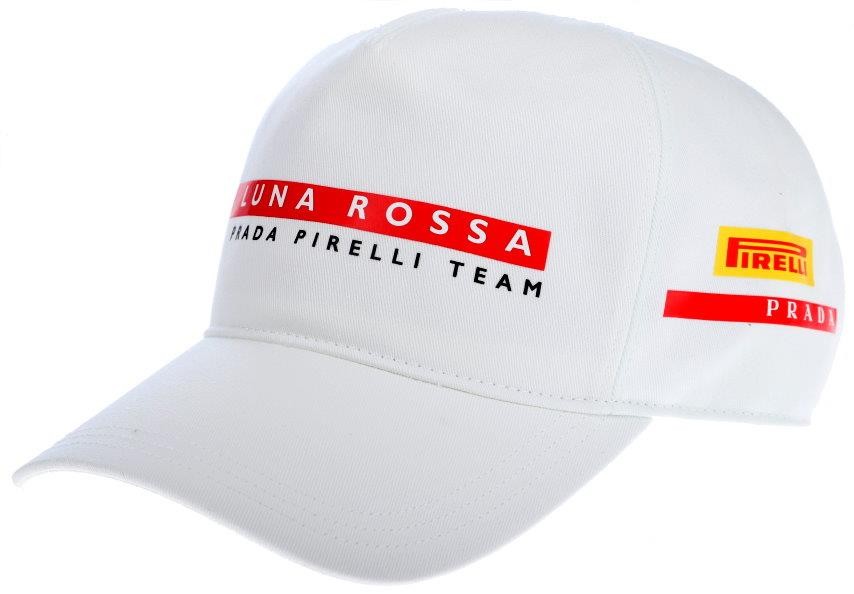 NEW PRADA LUNA ROSSA WHITE CURRENT 100% COTTON LOGO BALL CAP HAT 59/M