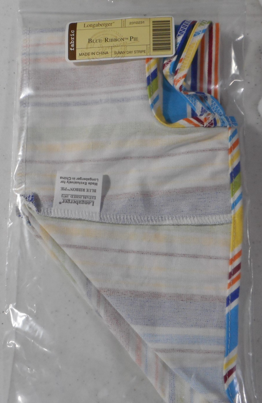Longaberger Blue Ribbon Pride Pie Sunny Day Stripe Liner #2310231