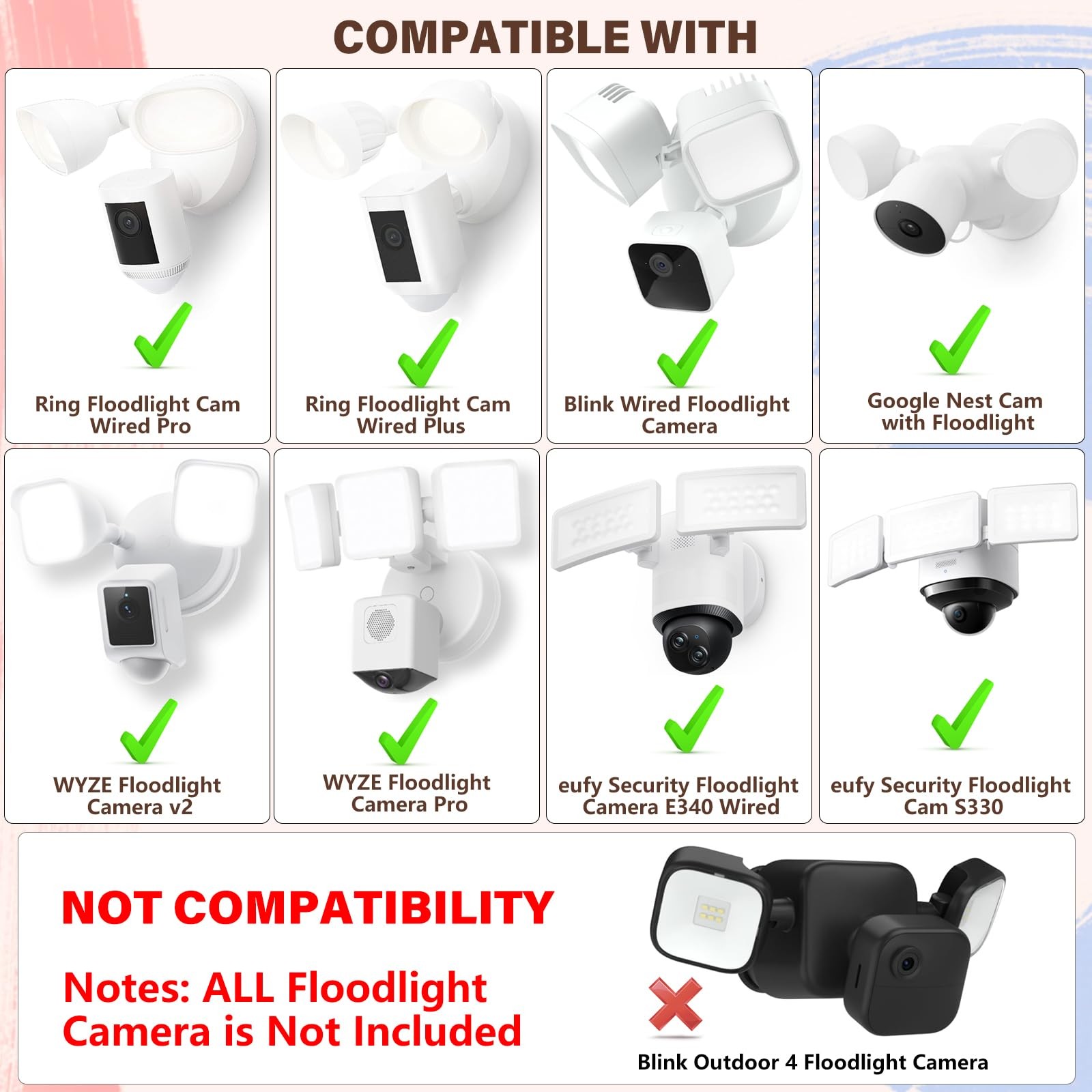 Power Cable and Plug-in Mount for Floodlight Cams Compatible with Floodlight ...