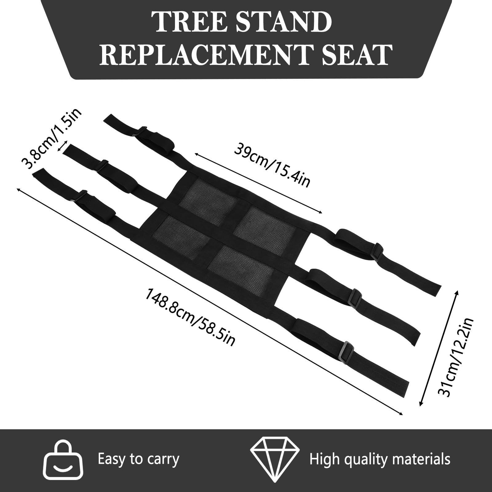 Universal Black Tree Stand Seat Replacement, 15" x 12" Adjustable Ladder Stan...