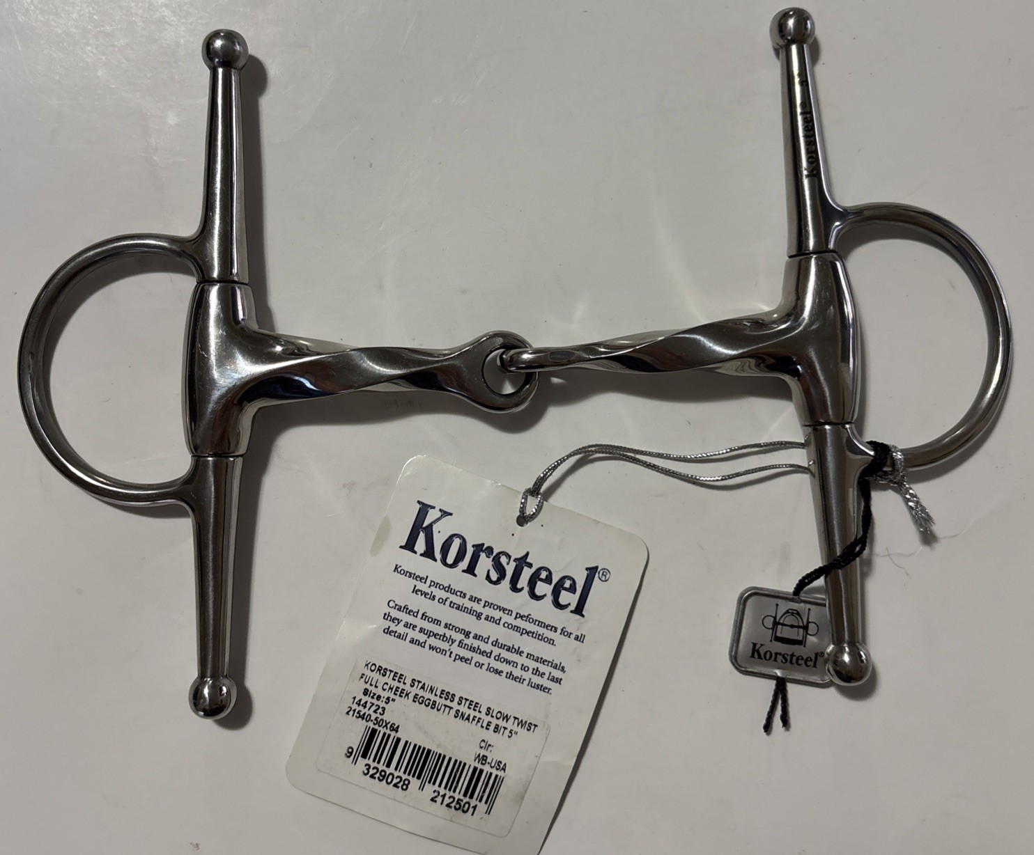 Korsteel Slow Twist Full Cheek Snaffle Bit “5 Stainless Steel, Horse