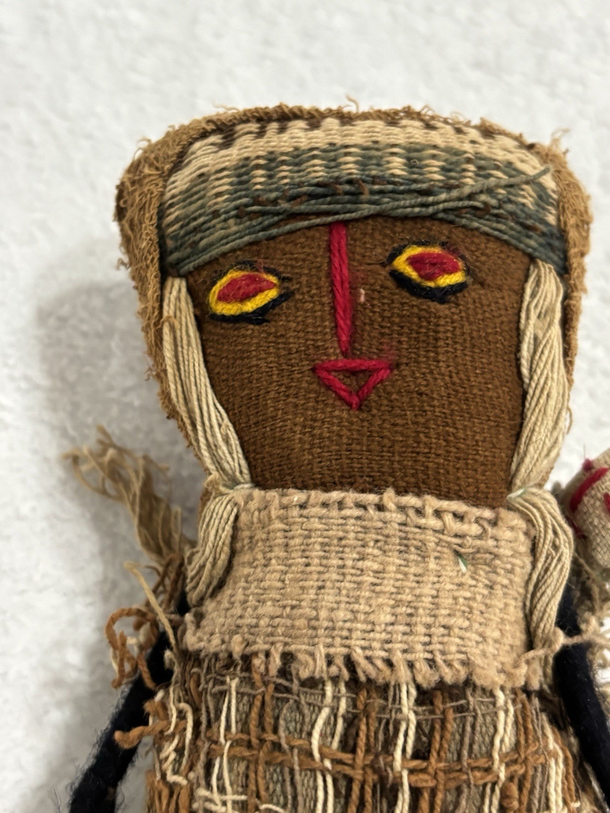 Peruvian Textile Cloth Burial Doll Ancestor Remembrance Chancay Mother Baby 11”