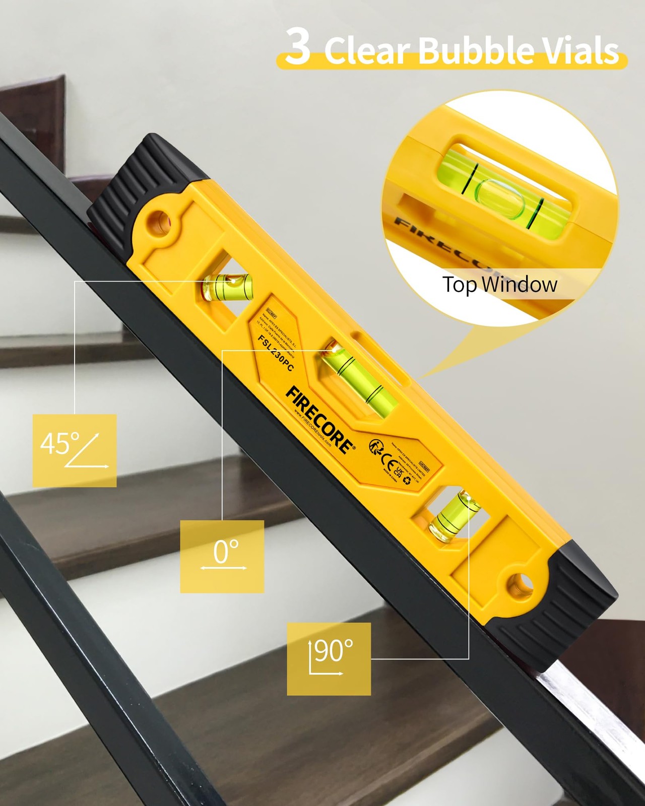 Torpedo Level Magnetic, 9 Inch Shockproof Small Leveler Tool with 3 Bubble Sp...