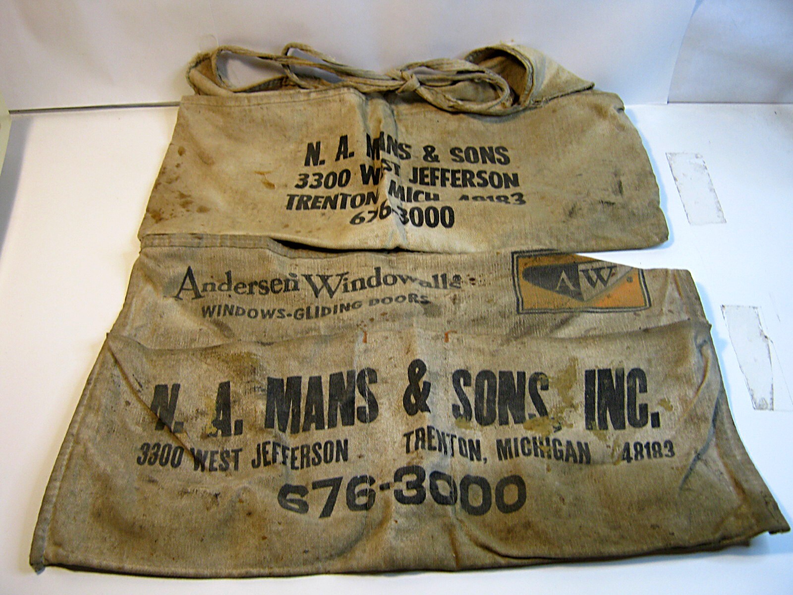 Vintage Lot of 2 N.A. Manns & Sons Roofing Pouches Trenton MI Construction Build
