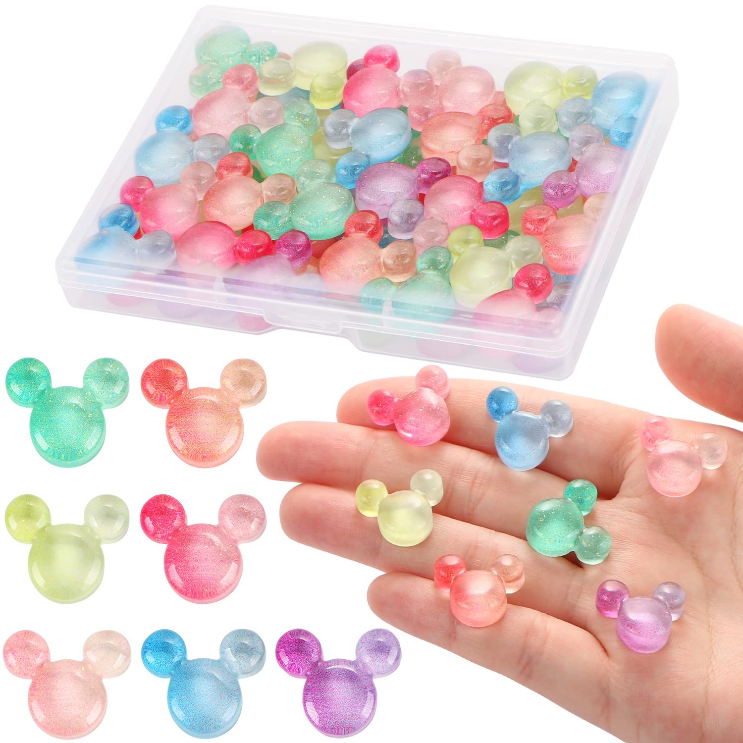 56 PCS Resin Bear Head Decor Embellishment Colorful Scrapbooking Charm