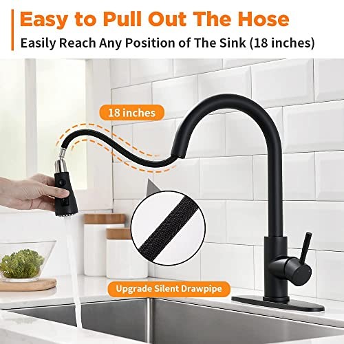 Black Kitchen Faucets with Pull Down Sprayer Kitchen B - Black Contemporary