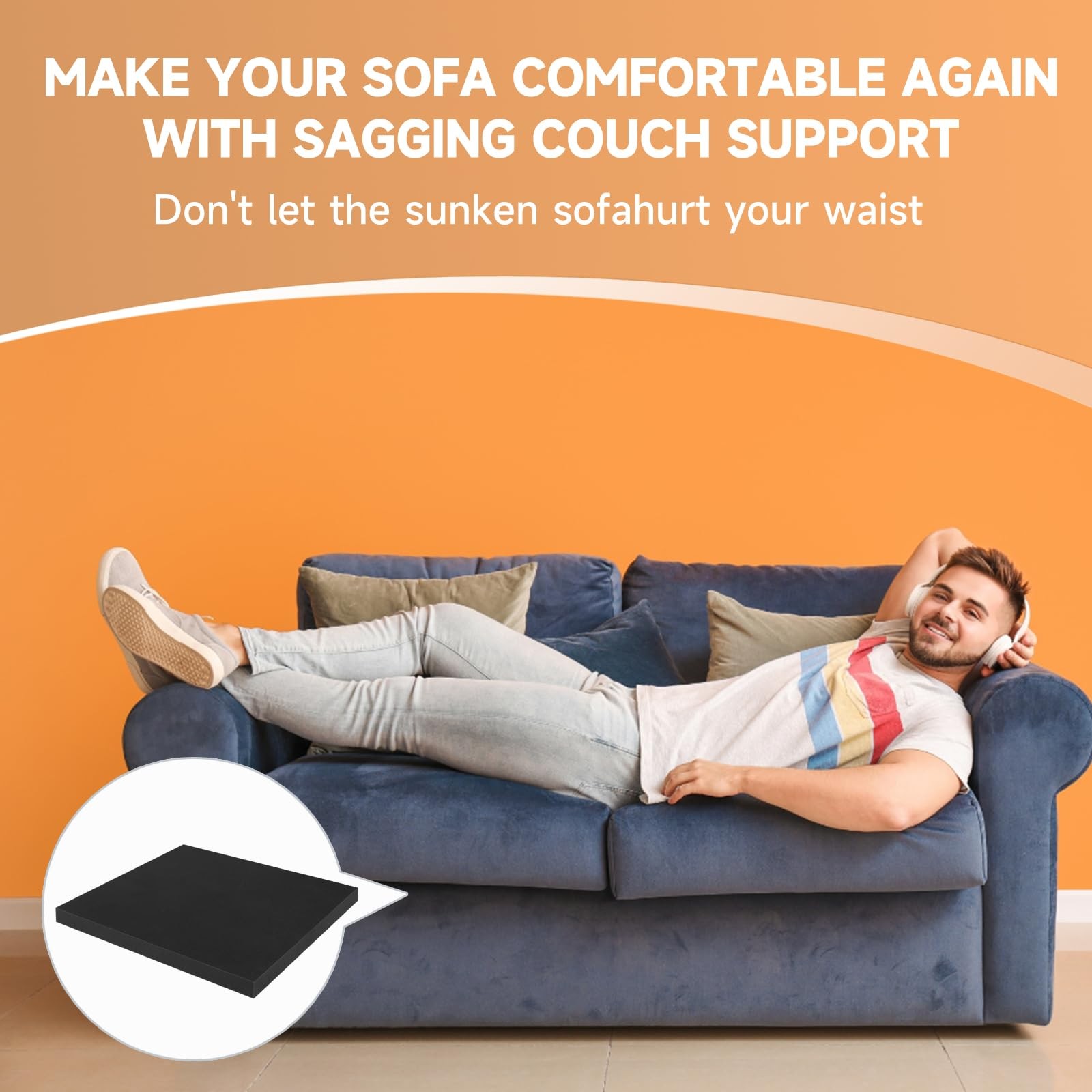 22×22 Couch Cushion Support for Sagging Seat, 3-Pack 40D Square High-Density ...