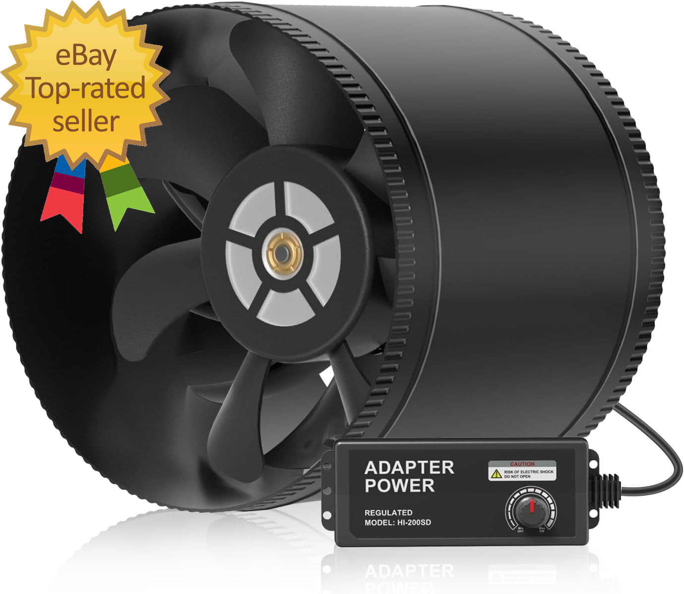 8 Inch Inline Booster Duct Fan with Speed Controller - 623 CFM Airflow with 44W
