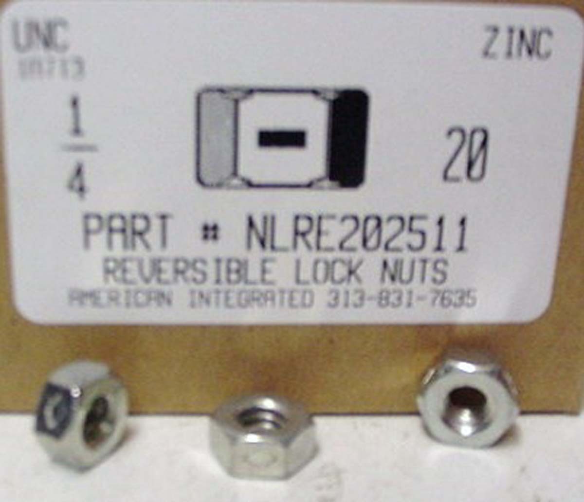 1/4-20 Hex Reversible Lock Nuts Steel Zinc Plated (300)