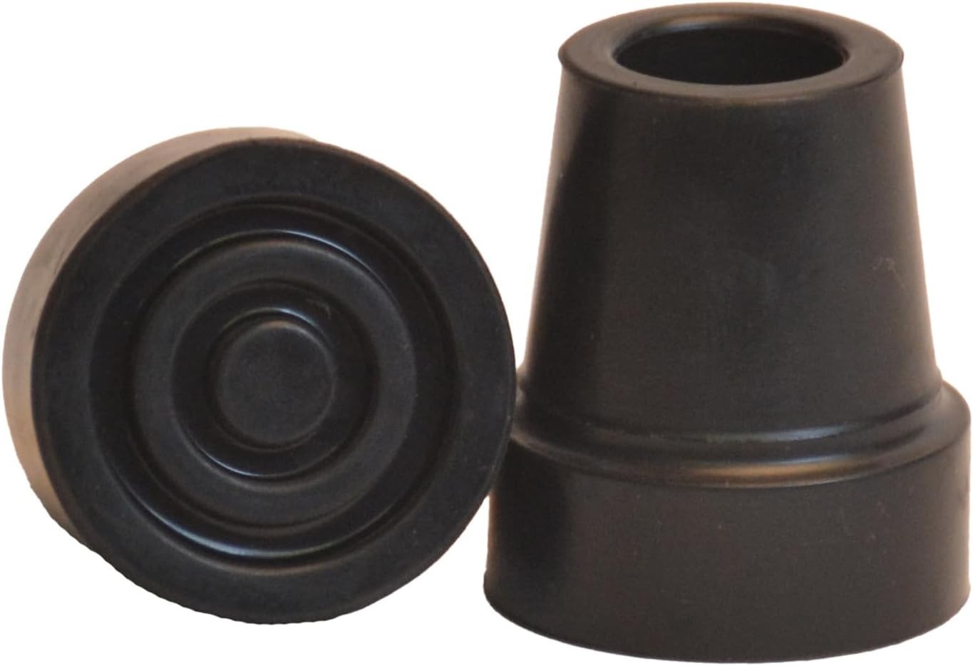 4-Pack Nev-a-Slip 1/2" Durable Rubber Cane Tips with Steel Inserts - Black