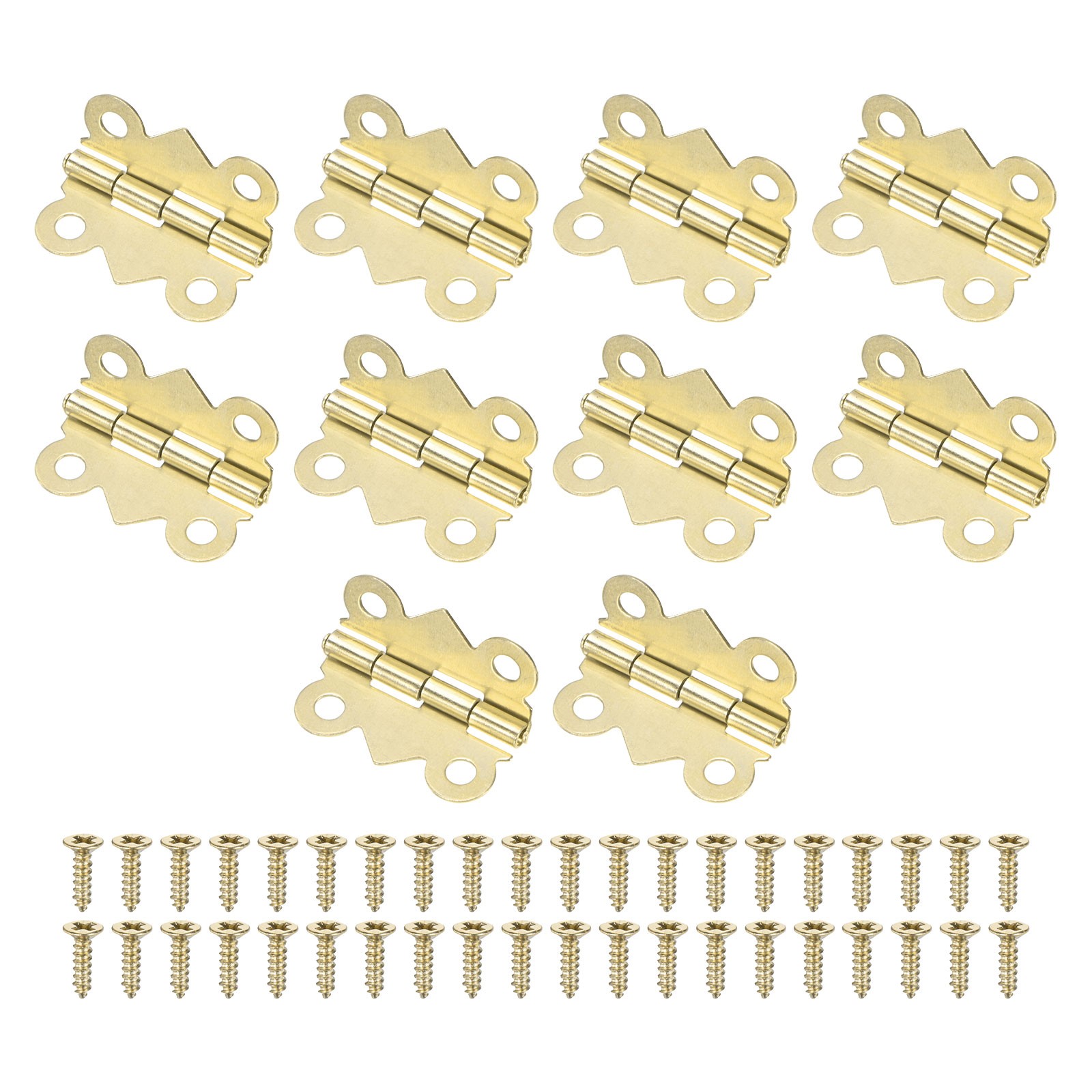 10-Pack Door Hinges 4/5in (20mm) Folding Butt Mini 90°Hinges [Gold Tone]