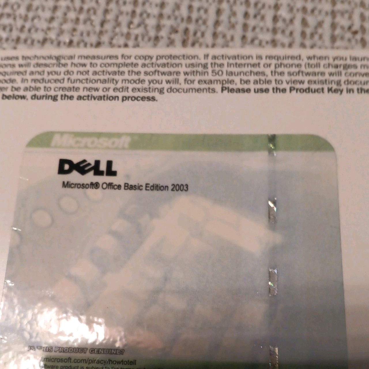 Microsoft Office Basic Edition 2003 Disc (Dell) with Product Key