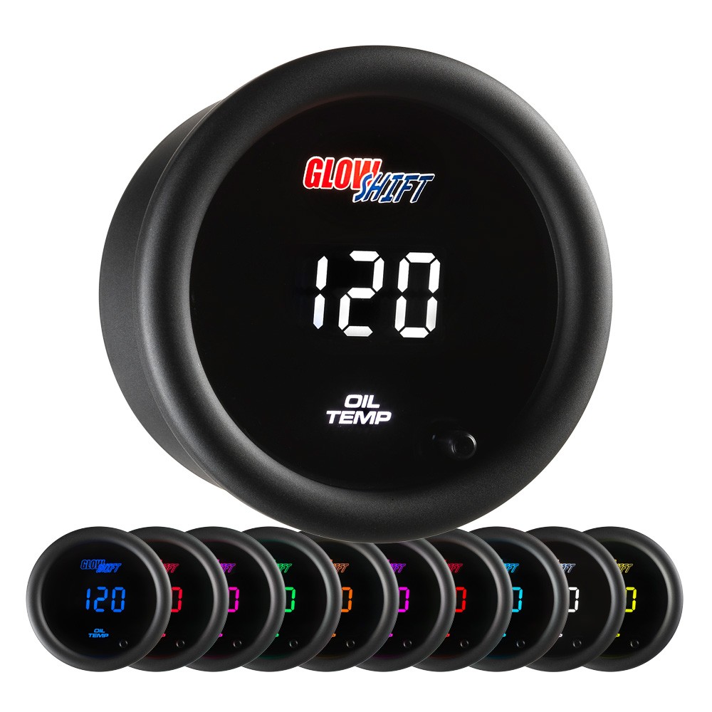 GlowShift 52mm 10 Color Digital Electronic Oil Temperature Temp Gauge w Sensor
