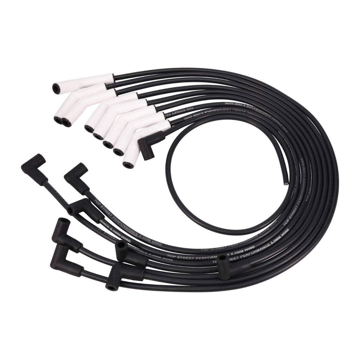 White 8.5mm Ignition Wires w/ 135° Ceramic Plug Boots for Ford Small Block V8